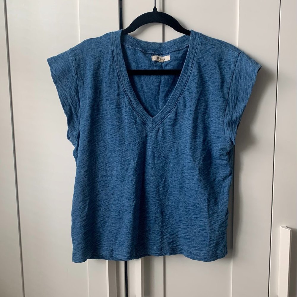 Madewell Women's Blue Knit Shirt - Size Medium